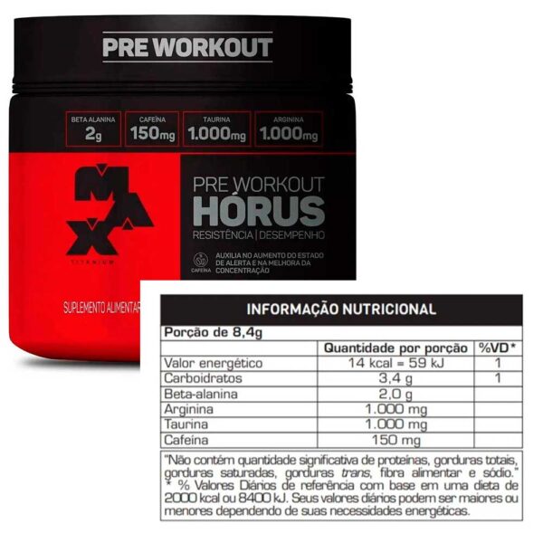 HORUS PRE WORKOUT 300G MAX TITANIUM - Image 2